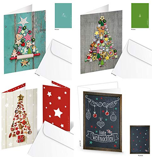 Logbuch-Verlag 8 Weihnachtskarten SET mit Kuvert ohne Text weihnachtliche Karten Hochformat mit Briefumschlag Baum Weihnachtsbaum Motiv Foto