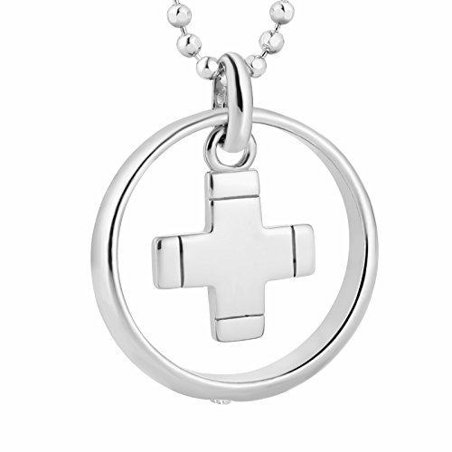 fish Kinderkette Mit Kreuz-Anhänger Aus Silber 925 Für Jungen Und Mädchen