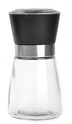 BlueSnail Manual Grips Glass Salt Pepper Grinder Seasoning Bottle (5.1, Black)
