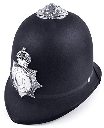 Bristol Novelty BH031 Police Helmet Hat Costume | 1 Piece | Black | One Size-Ages 14 years Hard Plastic, unisex-adult