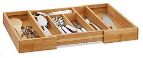 Desconocido 555Y27 Besteckkasten aus Bambus, ausziehbar, 33.5 cm x 28 cm-45 cm