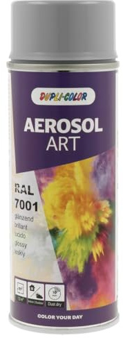 DUPLI-COLOR AEROSOL ART RAL 7001 silbergrau glänzend 400 ml, Spraylack für vielseitigen Einsatz, schnelltrocknend, hohe Deckkraft, für Innen- und Außenbereiche geeignet