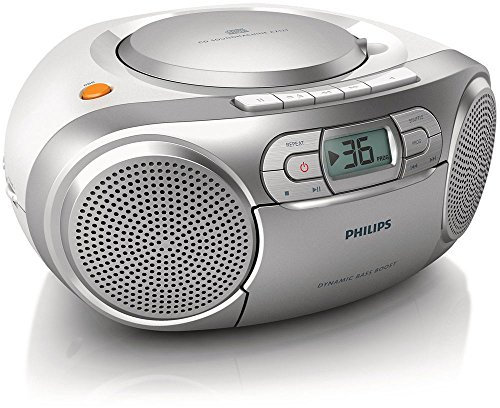Philips AZ127/12 CD-Soundmachine, CD-Player Tragbar (UKW-Radio, CD, Kassettendeck, Dynamic Bass Boost, Audioeingang) Silber
