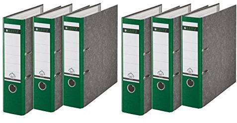 Leitz 1080 Qualitäts-Ordner 180A mit Schlitzen A4 Breit, 6 Stück im Sparpack (grün, 2)