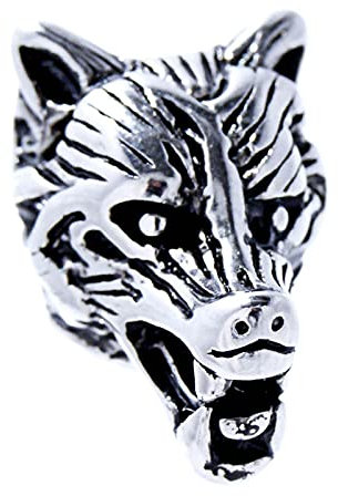 Kiss of Leather Bartperle Haarperle Edelstahl Wolf 8mm