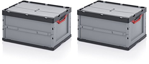 2x Profi-Faltbox 60 x 40 x 32 mit Deckel inkl. gratis Zollstock 2er Set