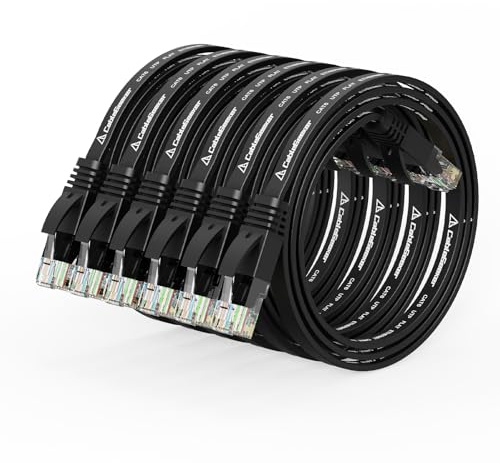 Cat 6 Ethernet Cable 1.5ft (6 Pack) (at a Cat5e Price but Higher Bandwidth) Flat Internet Network Cable - Cat6 Ethernet Patch Cable Short - Black Cat6 Computer Cable with Snagless RJ45 Connectors