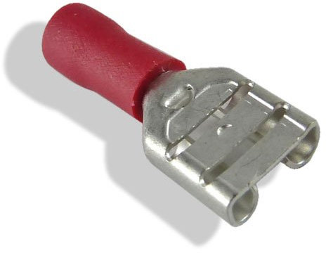 100 RED 6.3mm FEMALE SPADE CRIMP TERMINAL CONNECTORS