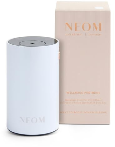 NEOM Wellbeing Pod Mini+ Essential Oil Diffuser, White I Waterless and Wireless I Portable & Versatile - car, office or home I Up to 125 hours of natural fragrance use per charge