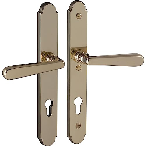 MARCHESI Drückergarnitur Alt-Wien - Türgriff auf Langschild PZ 88 - Feuerschutz Türbeschlag, Messing poliert