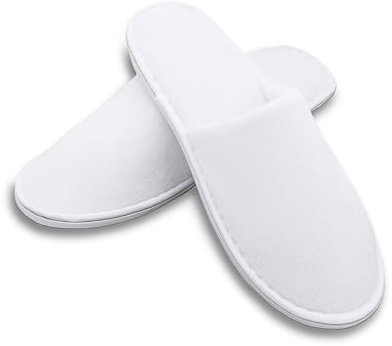 ZOLLNER 10 Paar Einwegslipper Gästehausschuh in weiß - Frottierslipper für Reise, Spa, Sauna und Zuhause - rutschhemmende Sohle - geschlossene Spitze - Einheitsgröße - Hotelqualität