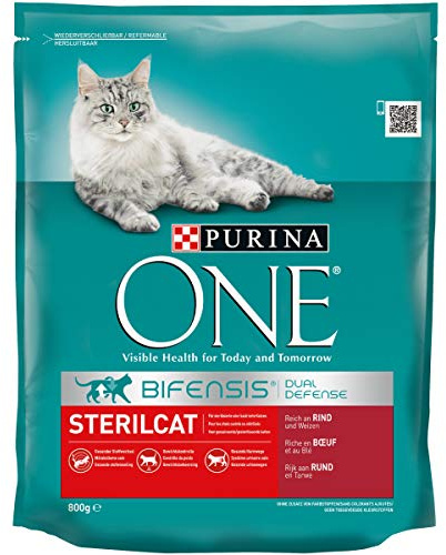 PURINA ONE BIFENSIS STERILCAT cibo secco per gatti sterilizzati, ricco di manzo, confezione da 6 (6 x 800 g)