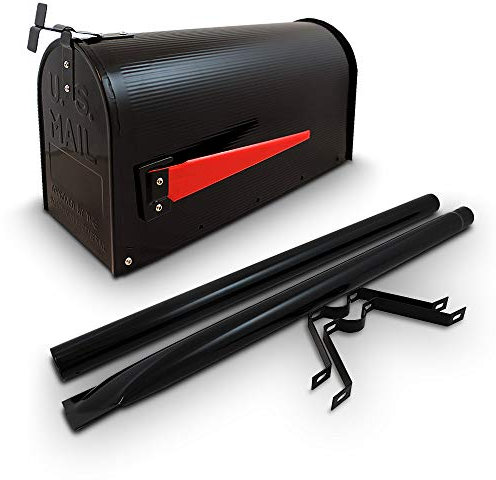 Bituxx US Mailbox Amerikanischer Briefkasten Standbriefkasten Wandbriefkasten Letterbox Schwarz Inclusive Standpfosten