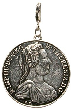 Alpenflüstern Trachten-Anhänger Münze groß für Charivari oder Trachtenkette (antik-silber-farben) AAH103