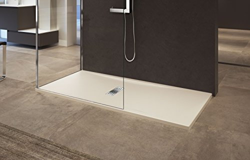 Piatto Doccia Filo Appoggio Pavimento Novellini Custom Beige Misura 140x80 Spessore 3,5cm Piletta Scarico Inclusa Stabile Resistente Profilo Rinforzo Metallo Lastra Acrilico Zona Ultrapiatto Sottile