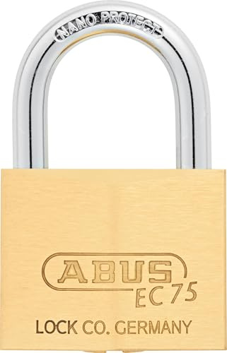 ABUS Vorhängeschloss EC 75/50 mit 2 Schlüsseln - Hangschloss mit Wendeschlüsseltechnologie für Spind, Kellertür, Schuppen- oder Schranktür - Schlosskörperbreite 50 mm, Messing | Gehärteter Stahlbügel, Nano Protect-Beschichtung, doppelte Bügelverriegelung – ideal für Spind, Keller & Schuppen