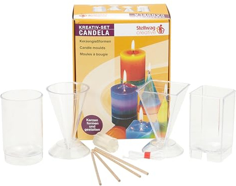 Mixed-Store 4 Kerzengießformen, Komplettset mit 4 Kerzengießformen, Zubehör und Anleitung, Kreativset, Kerzen gießen, Kerzen herstellen, Geschenkidee für Groß und Klein