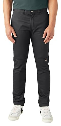 Dickies herr dubbel knä arbetsbyxa skinny rak ledig, Svart, 34W x 34L