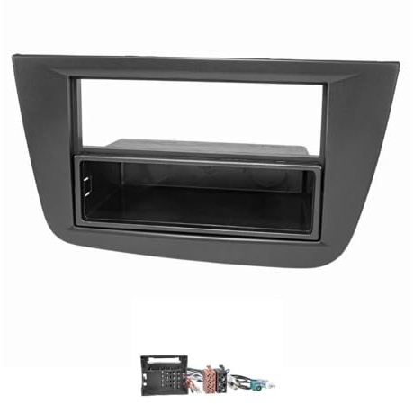 tomzz Audio 2449-017 Radioblende Set kompatibel mit Seat Altea FR XL Toledo 5P schwarz mit Quadlockadapter ISO Fakra Antennenadapter Phantomeinspeisung DIN
