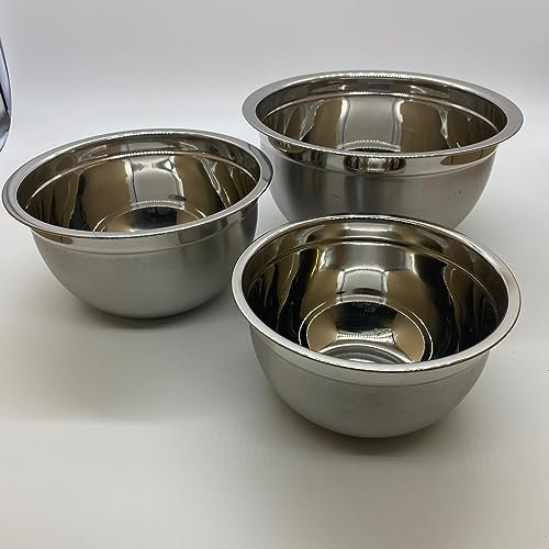 GMN Set of 3 Professional Stainless Steel German Mixing Bowls.