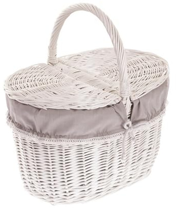 e-wicker24 Alles aus Weide Picknickkorg av vide, pilkorg med locket, picknickkorg