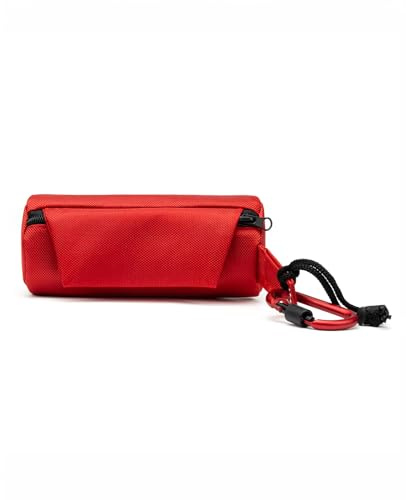 lionto Pochette à friandises pour Chiens en Tissu résistant, 18x7x7 cm, Sac à friandises avec Fermeture éclair et Velcro, Sac imperméable avec Mousqueton, Rouge