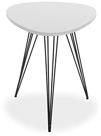 VERSA Seatle Tavolino Ausiliario per Soggiorno, Tavolino Moderno, Misure (A x L x l) 60 x 50 x 50 cm, Legno e Metallo, Colore Bianco e Nero