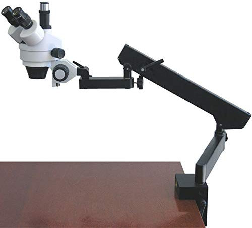 AmScope SM-6TY Trinokulares Gelenkzoom-Mikroskop mit Klemme, 7X-90X, Schwarz