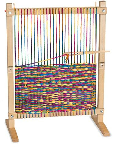 Melissa & Doug - Webrahmen aus Holz, Extra Groß, Mit Wolle und Papierstreifen verwendbar, Inkl. Zubehör, für Kinder ab 6 Jahren