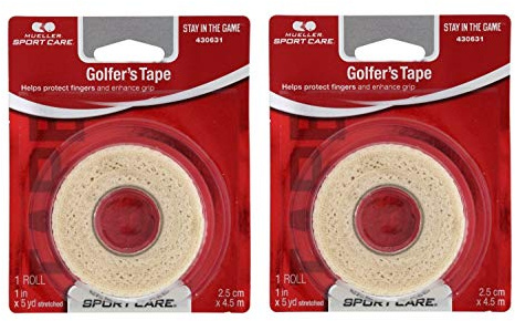 Mueller Golfer’s Grip Tape, Self-Adhering, Lightweight, Residue Free, Conforming Elastic Protective Tape, Helps Protect Fingers & Enhance Grip - 1” x 5yd Stretched, 2 Pack