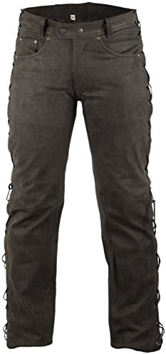 MDM Lederhose Bikerlederhose Bikerjeans Lederjeans in Nubuk Leder seitlich geschnürt (34)