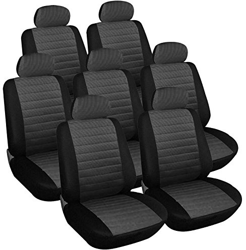 WOLTU 7X Fundas de Asiento para Coche Universal Delantero y Traseros Cubierta para Asiento Automóvil sin Bolsa de Aire Poliéster Gris