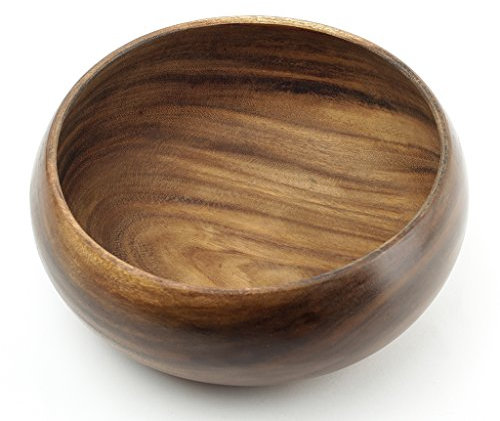 Ciotola in legno tondo in legno di acacia – Ciotola portafrutta – Decorazione per la conservazione in legno di acacia rigida guscio decorativo, 20cm rund - 10cm hoch