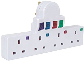 Plug-in 4 way mains adaptor with surge protection