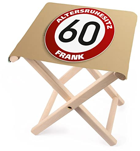 Lustapotheke® Klapphocker aus Holz zum Geburtstag für 60 jährige mit Wunschname - Altersruhesitz -