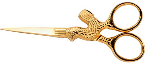 Mundial Classic Forged 4 Chanticleer Embroidery Scissors – Fully Gold-Plated, Fine Sharp Points for Precision Thread Trimming, Needlework, Cross-Stitch, Quilting & Needlepoint Yarn