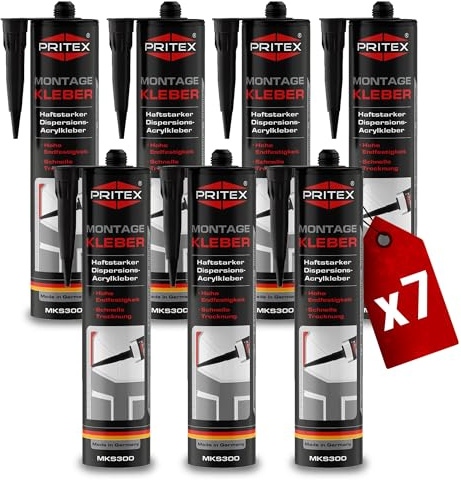 PRITEX Montagekleber Weiß 7x 300ml, Universalkleber Acrylat innen & außen