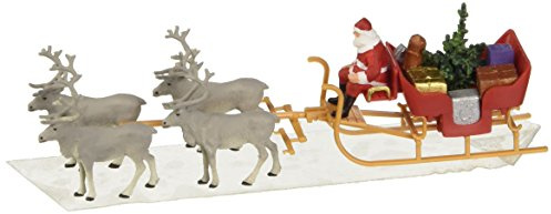 Preiser 30399 Christmas Sleigh Includes Santa, Packages & 4 Reindeer HO Model Figure