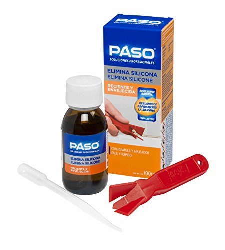 PASO - Elimina Silicona Profesional - Incluye espátula y aplicador - Reblandece Rápidamente la Silicona - 100 ML