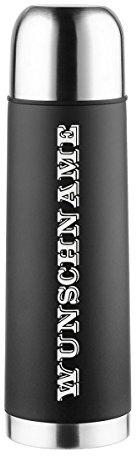 polar-effekt Edelstahl Thermoskanne mit Gravur des Namens - Personalisierte Geschenk zum Geburtstag oder Weihnachten - Thermoflasche 0,5 Liter – Farbe schwarz