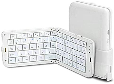 BW 68 Key Folding Keyboard - Bluetooth 3.0, 310mAh Battery, Function Keys, Ergonomic Design, Long Battery Life - Wireless Foldable Bluetooth Keyboard Compatible with Devices Running Win7 Windows XP, Vista, iOS 6.0 or Above and Android 3.0 or Above - White