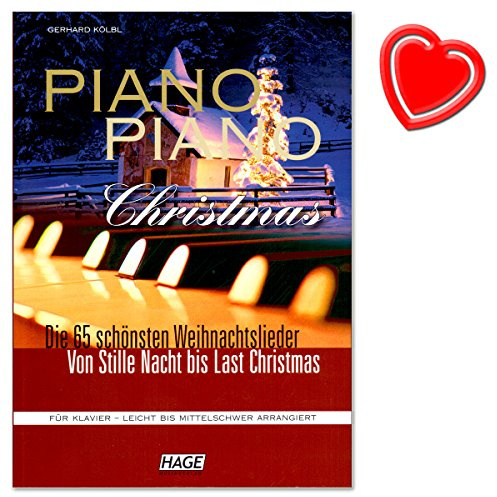 Piano Piano Christmas - wunderbare Sammlung der 65 schönsten und meist gespieltesten Weihnachtslieder für Klavier von Gerhard Kölbl - mit herzförmiger Notenklammer - EH3699 4026929912138