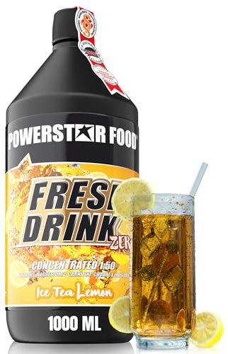 FRISK DRINK - uppfriskande, kalorireducerat ELEKTROLYTKONCENTRAT - hypotonisk förfriskningsdryck för uthållighet och styrketräning - flaska 1000 ml koncentrat - MADE IN GERMANY (iced tea -lemon)