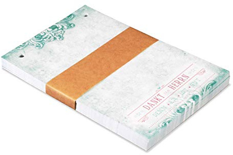 Notizzettel Dankt dem Herrn - Bibelvers, DIN A6, 100 Blatt, türkis | Nachfüllpack gelocht, für Notizzettelhalter, Motiv Ornament Vintage
