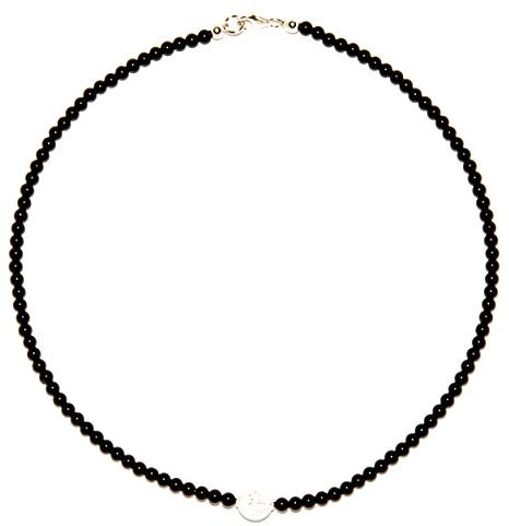 Onyx Schmuck (Halskette) Onyx Kette mit Bergkristall Kugel Verschluss 925er Sterling-Silber Modellnummer 4023