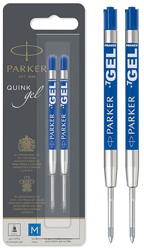 Parker Gel Pen Refills | Medium Tip (0.7mm) | Blue QUINK Ink | 2 Count