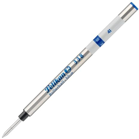Pelikan Tintenrollermine 338 Blau M (Mittel), Ersatzmine für Pelikan Tintenroller, Schreibstärke ca. 1,0 mm, Dokumentenechte Rollerball-Mine