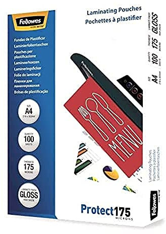 Fellowes Laminierfolien A4, 175 Mikron (2 x 175 mic), glänzend, 100 Stück