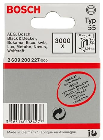 Bosch 3000x Schmalrückenklammer Typ 55 geharzt | Länge 23 mm, Professional Zubehör Kabelloser Hefter, Handtacker