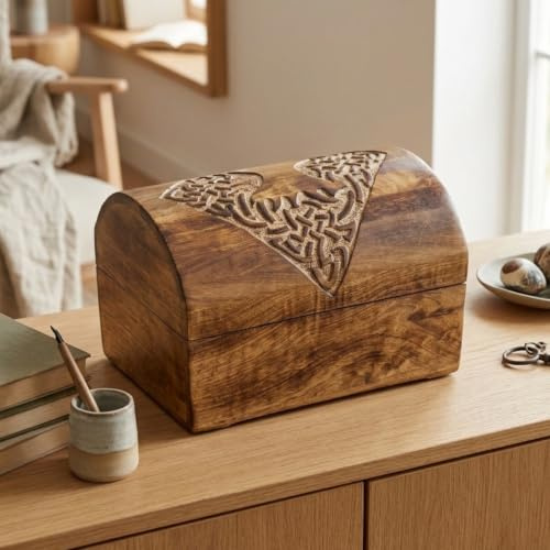 Budawi® Schatzkiste Holztruhe Holzbox Holzkiste Lebensbaum Holz Box Schatulle Kiste groß